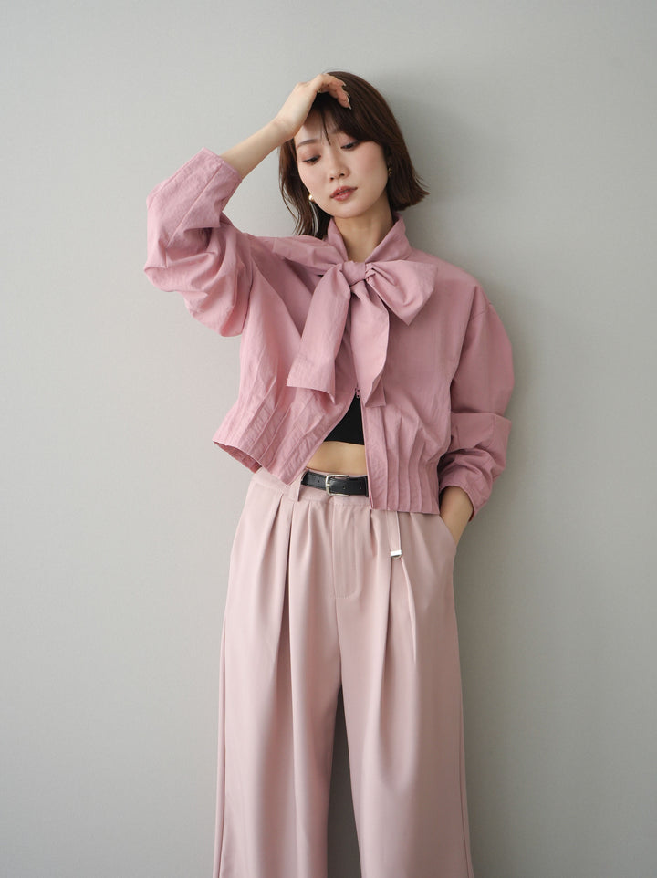 [SET]ボウタイ裾プリーツライトジャケット+選べるアクセセット(2set)