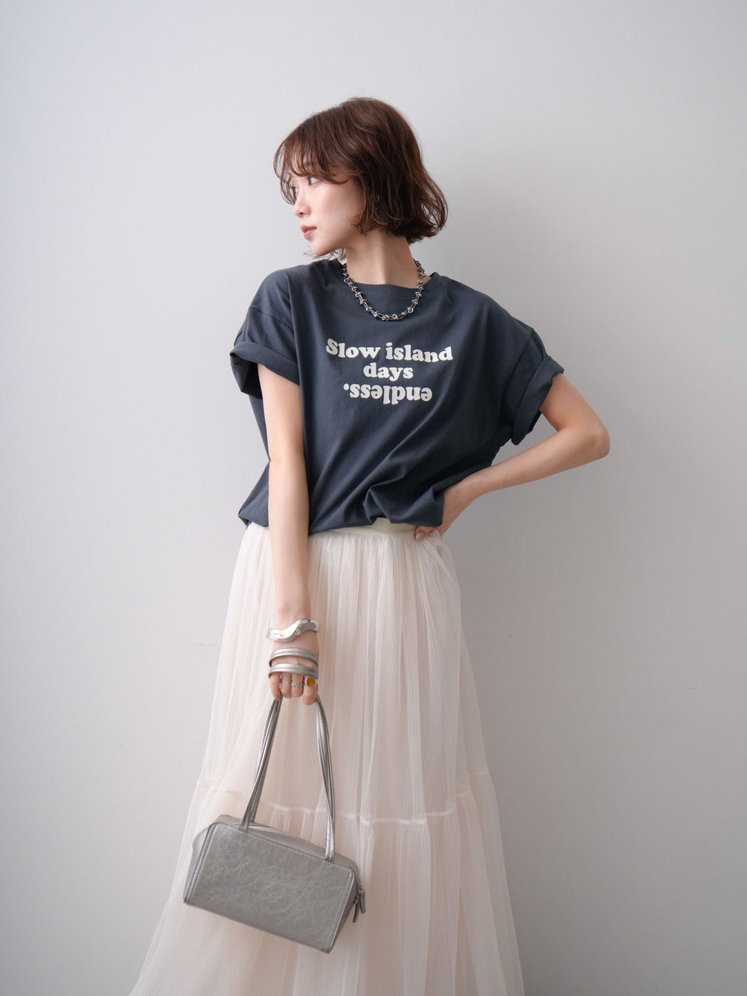 [予約]フロッキーロゴTEE/charcoal