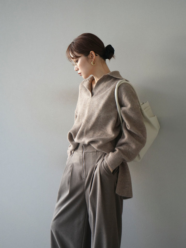 [予約]スキッパーオーバーニットプルオーバー/greige