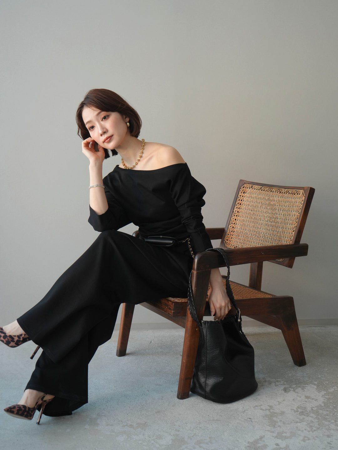 [SET]ライトポンチワンショルタックトップス＆パンツSETUP