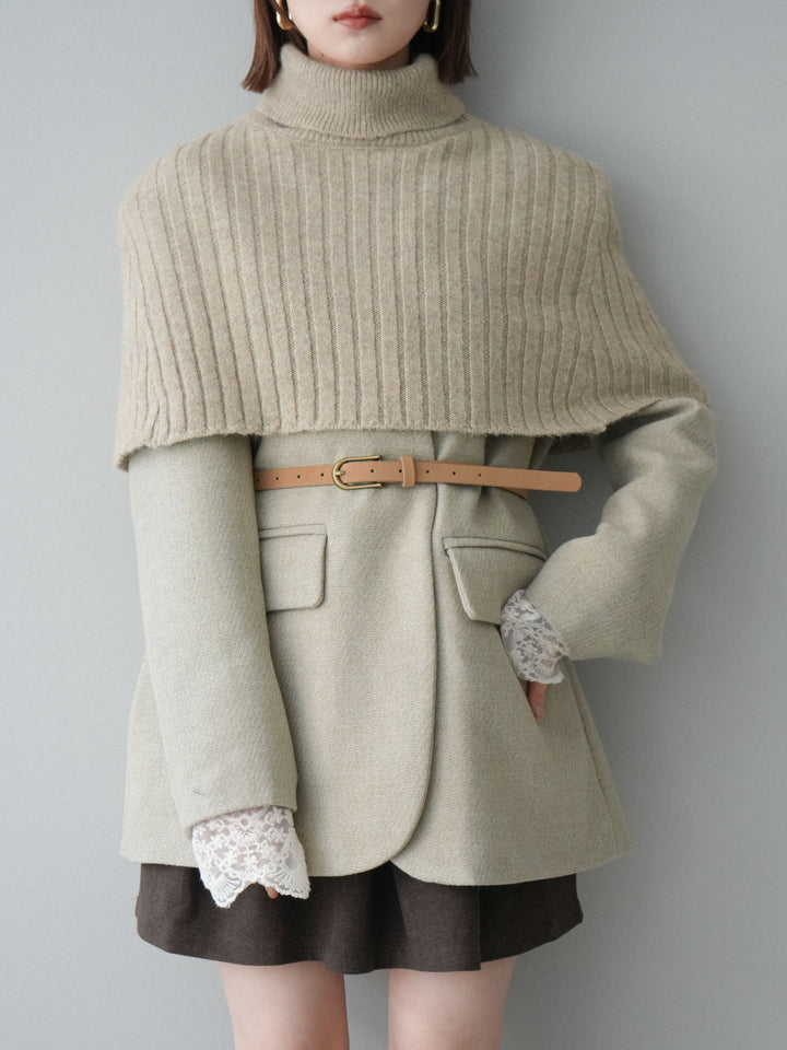 [20%オフ]ケープ付ノーカラージャケット/ivory