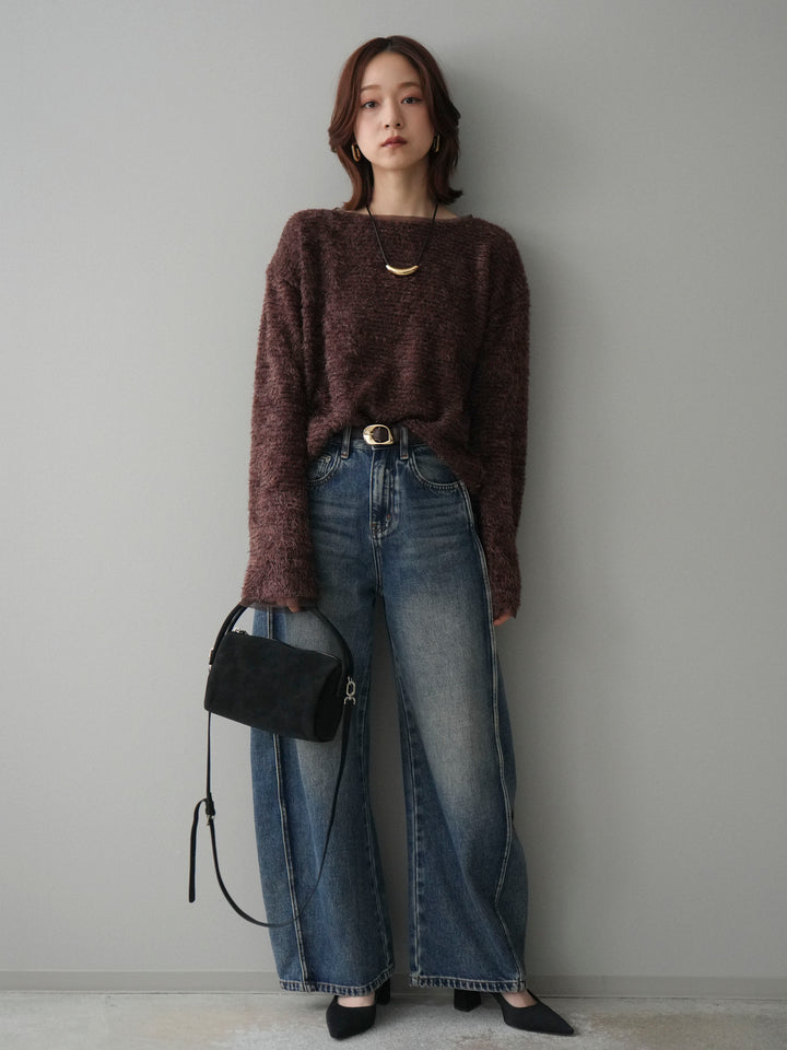 [予約]ラメシャギートップス/brown