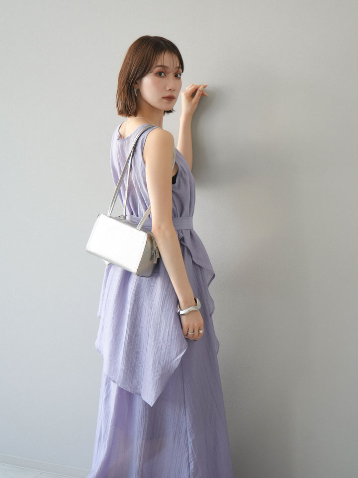 [SET]ワッシャーシアーアシメブラウス＆キャミワンピース+選べるアクセセット(2set)