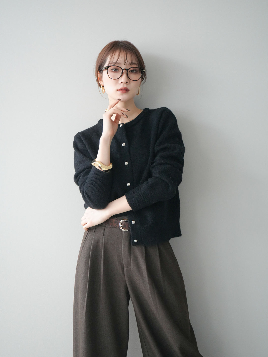 [SET]アンティークボタンニットカーディガン+アンティークボタンニットカーディガン(2set)