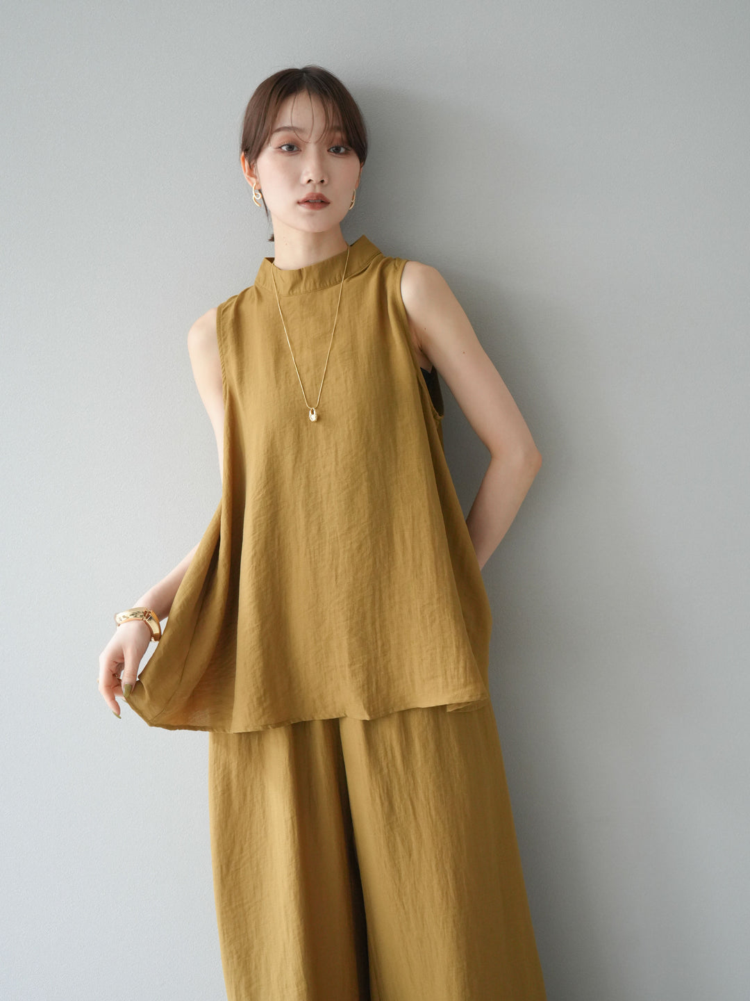 [SET]ホルターネックバックスリットブラウス＆スーパーワイドパンツSET UP(2set)