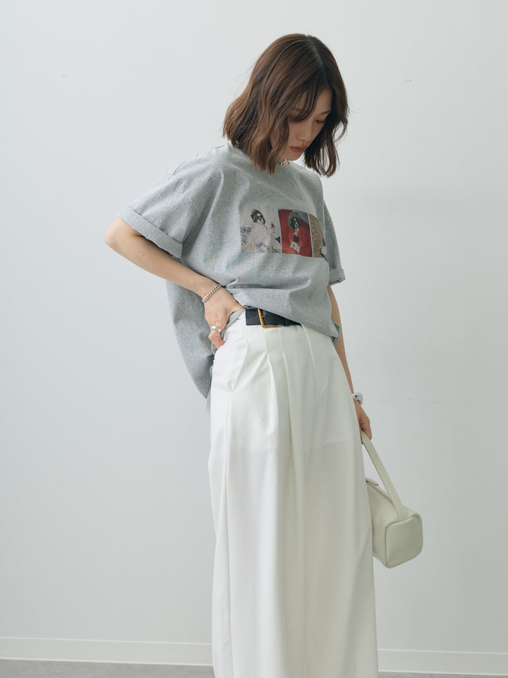 [SET]スリードッグフォトボックスTEE+アシンメトリーベルトタックワイドパンツ(2set)