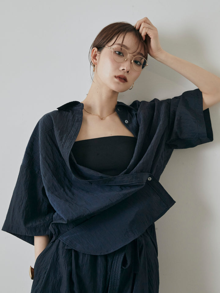 [予約]2WAYナイロンワッシャーハーフシャツ/ネイビー