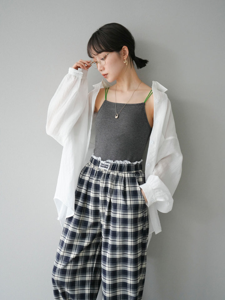 [予約]バイカラーストラップカップ付キャミソール/グレー