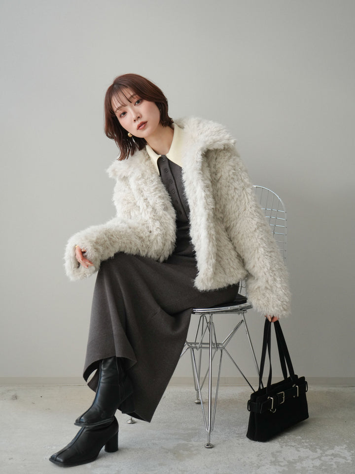 [SET]配色ポロニットワンピース+配色ポロニットワンピース(2set)