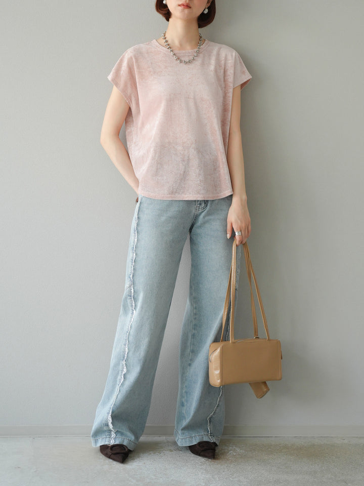 【預購】Line蕾絲牛仔褲/淺藍