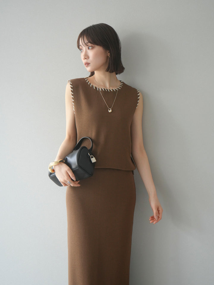 [SET] 亞麻手織套頭衫 + 亞麻手織緊身裙 (2 件套)