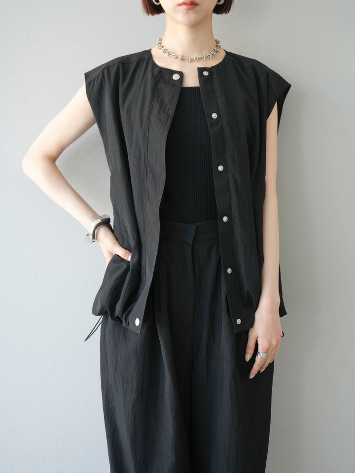 [予約]リネンライクドロストバルーンブルゾン/ブラック