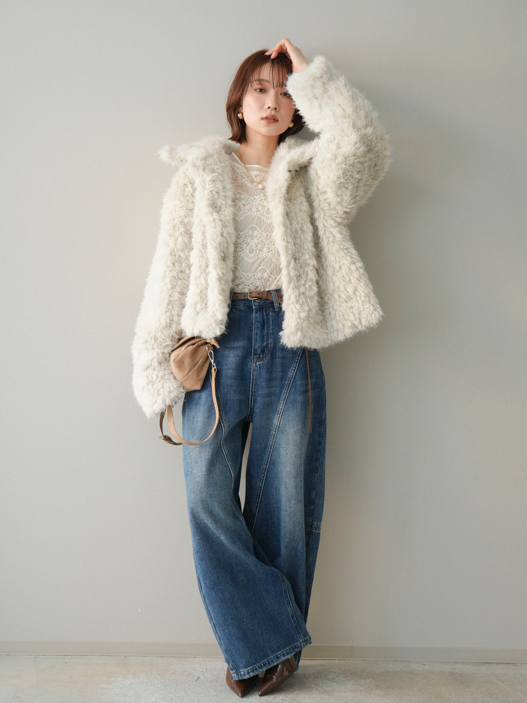 [予約]裏起毛加工デニムカーブパンツ/blue