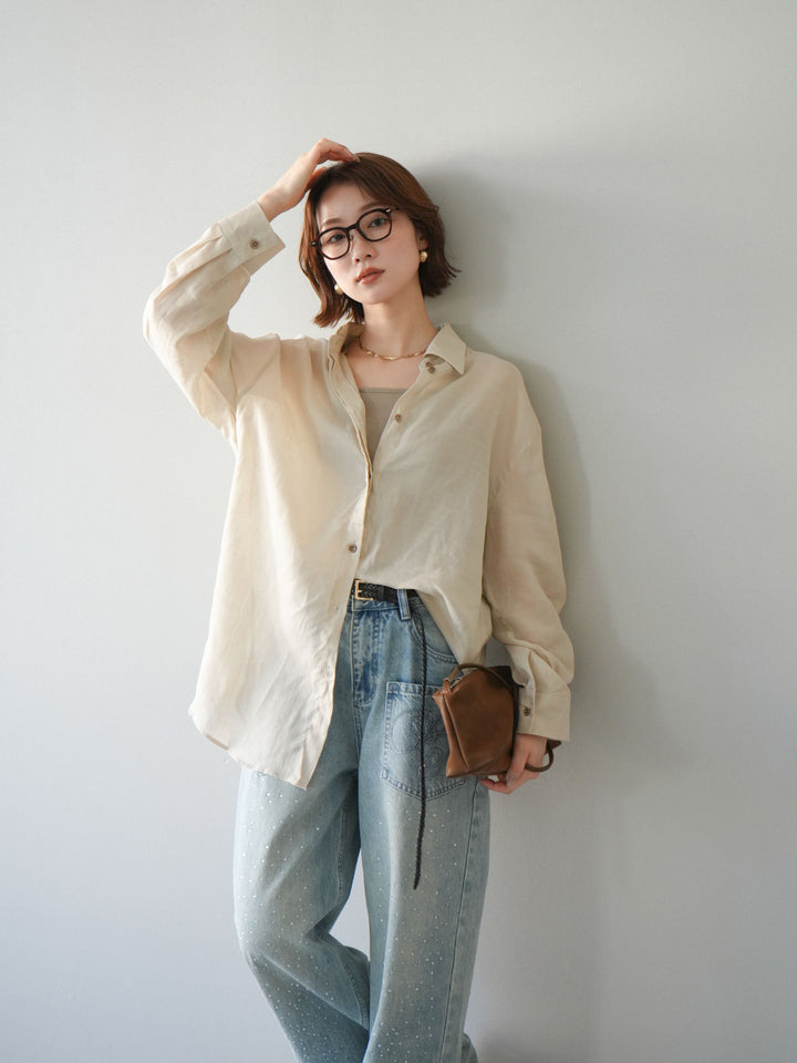 [予約]バックオープンツイストシャツ/beige