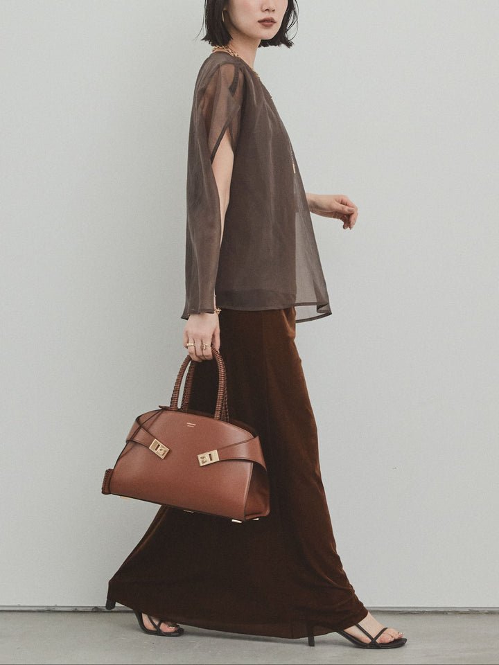 [SET] 緊湊光滑透視層疊上衣 + 天鵝絨低腰裙 (2set)