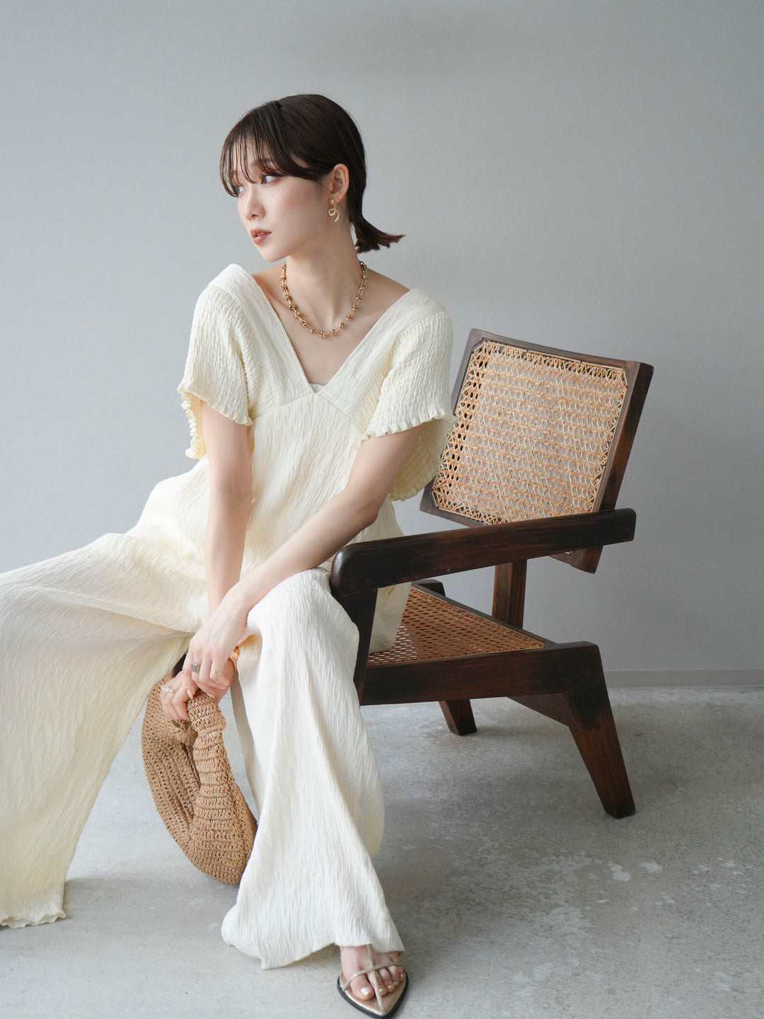 [SET]楊柳シャーリングサロペット+楊柳シャーリングサロペット(2set)