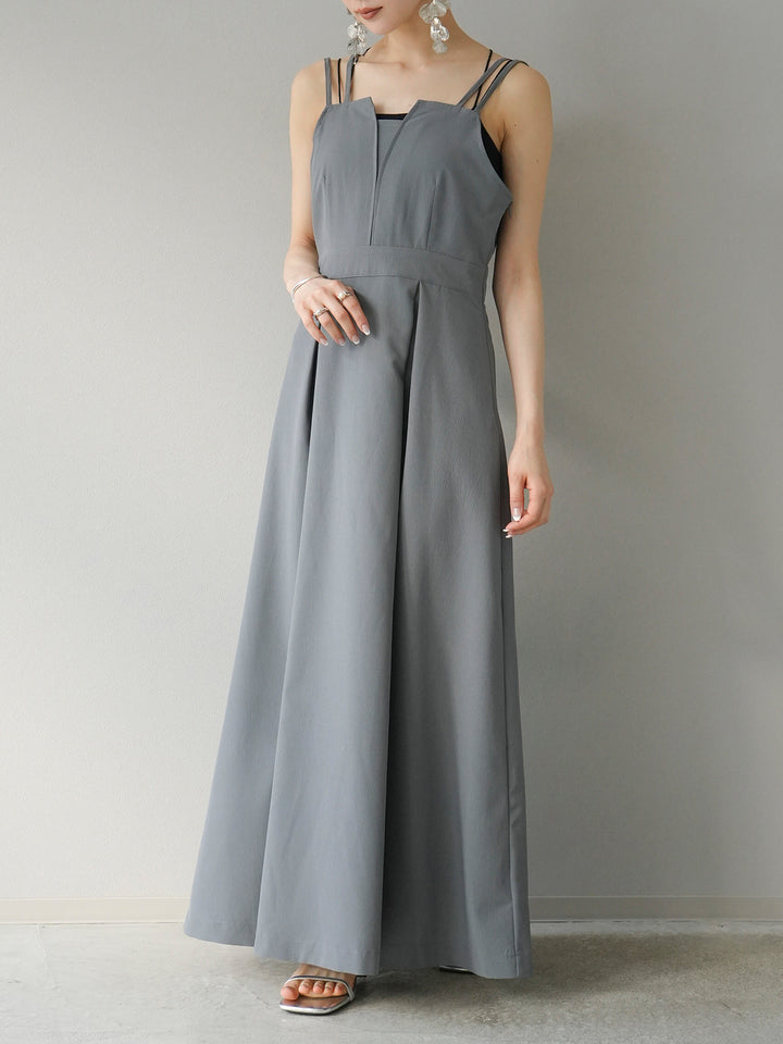 [Pre-order] Crepe Chiffon Double Camisole Dress/Gray