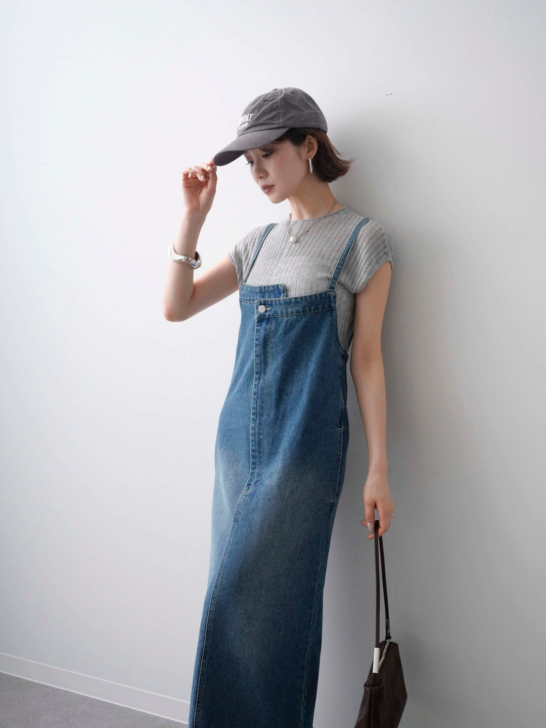 [予約]シアーリブフレンチニットトップス/grey
