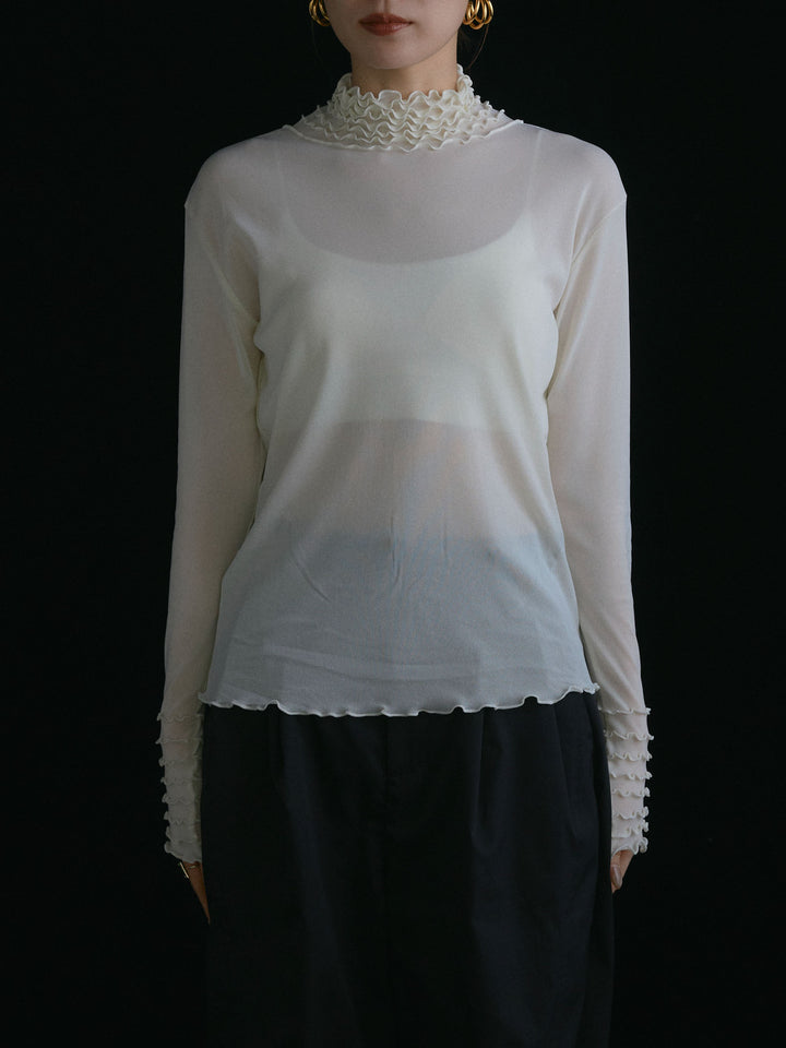 [予約]シアーフリルメロートップス/アイボリー