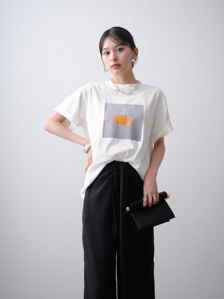 [SET]ニュアンスフローラルフォトTEE+シアーレイヤードフロントタックイージパンツ(2set)