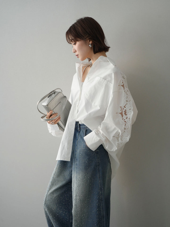 [SET]アームレースブロードシャツ+選べるアクセセット(2set)