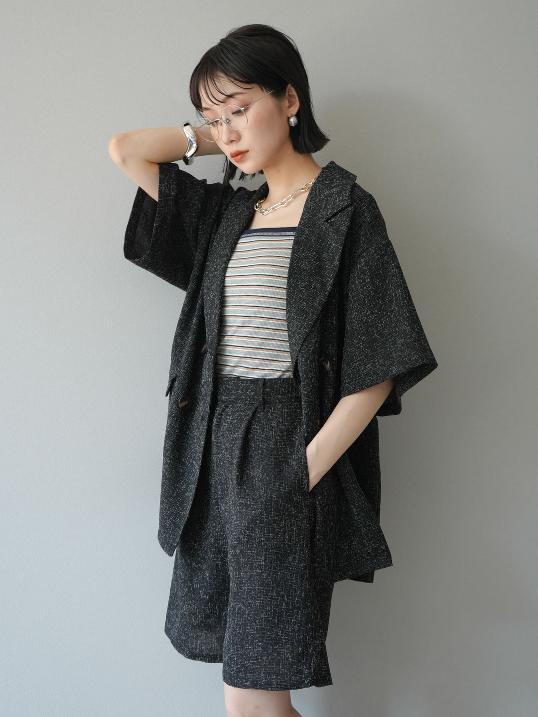 [SET]サマーツイードハーフジャケット+サマーツイードハーフパンツ(2set)