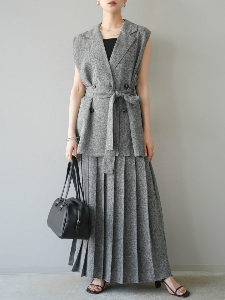 [預購] 混合粗呢背心/黑色