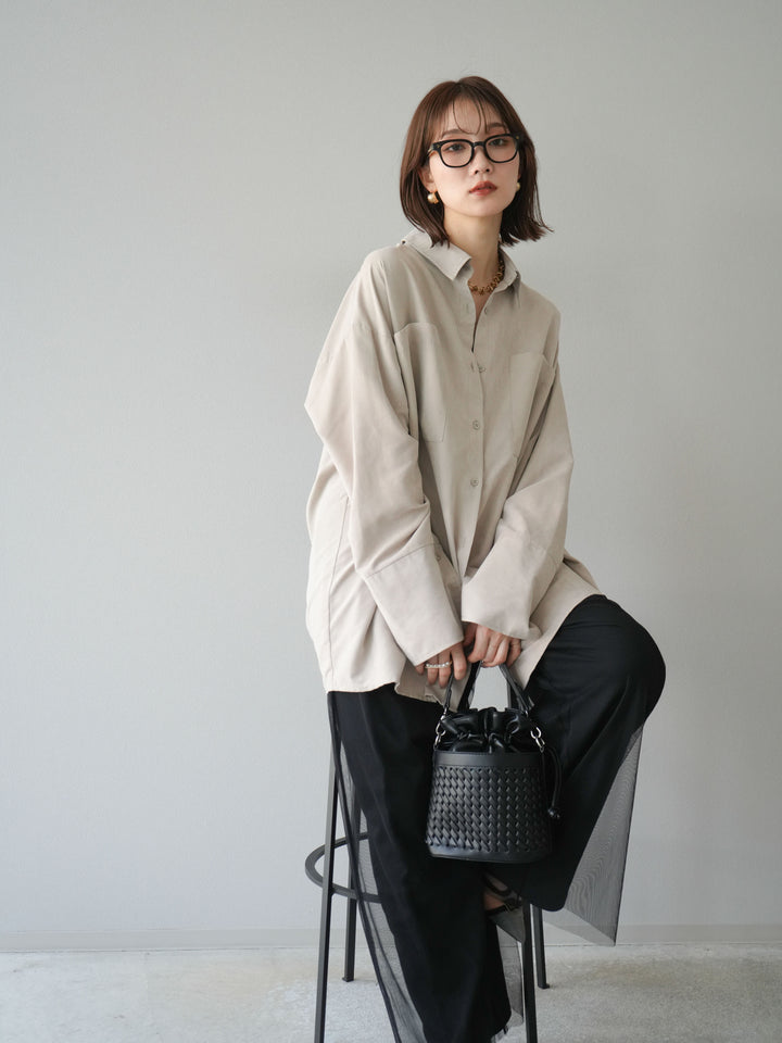 [予約]スエードライクBIGカフスオーバーシャツ/エクリュ