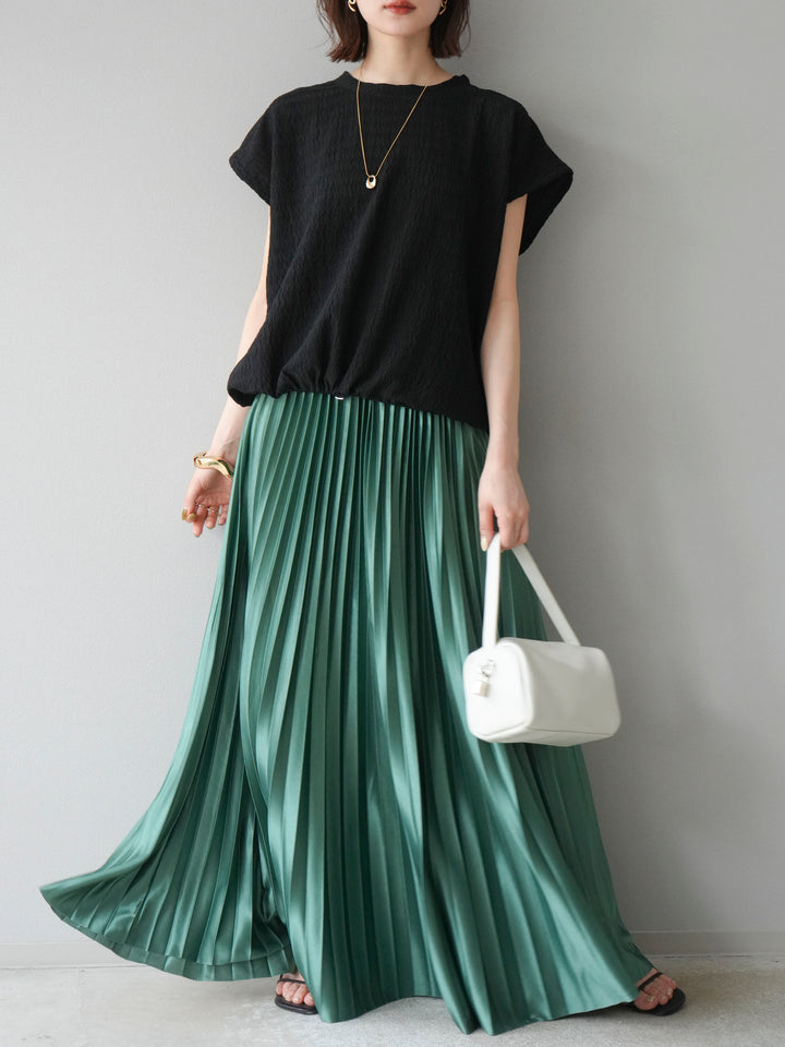 【預購】抽繩下擺提花套頭衫/黑色