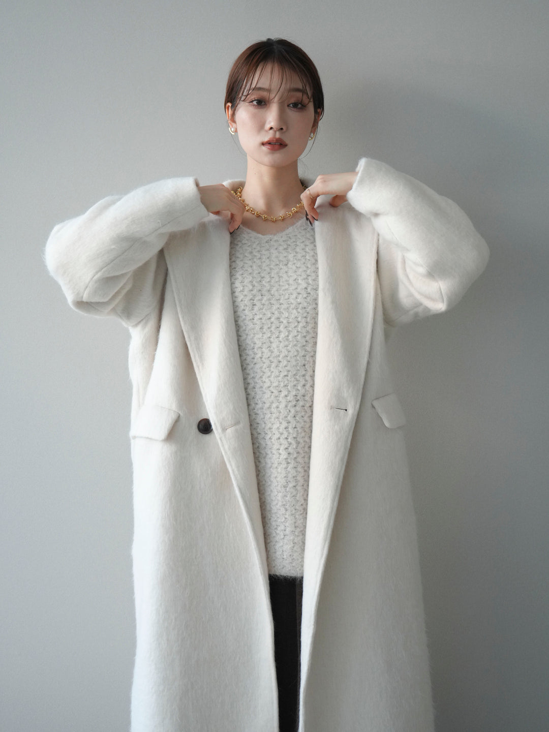 [予約]ソフトシャギーチェスターコート/ivory