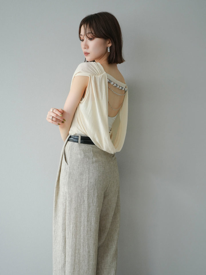 [預訂] 串珠鏈垂墜上衣/象牙色