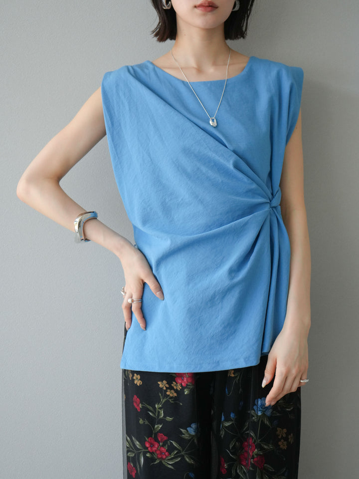 [予約]サイドツイストフレンチトップス/ブルー