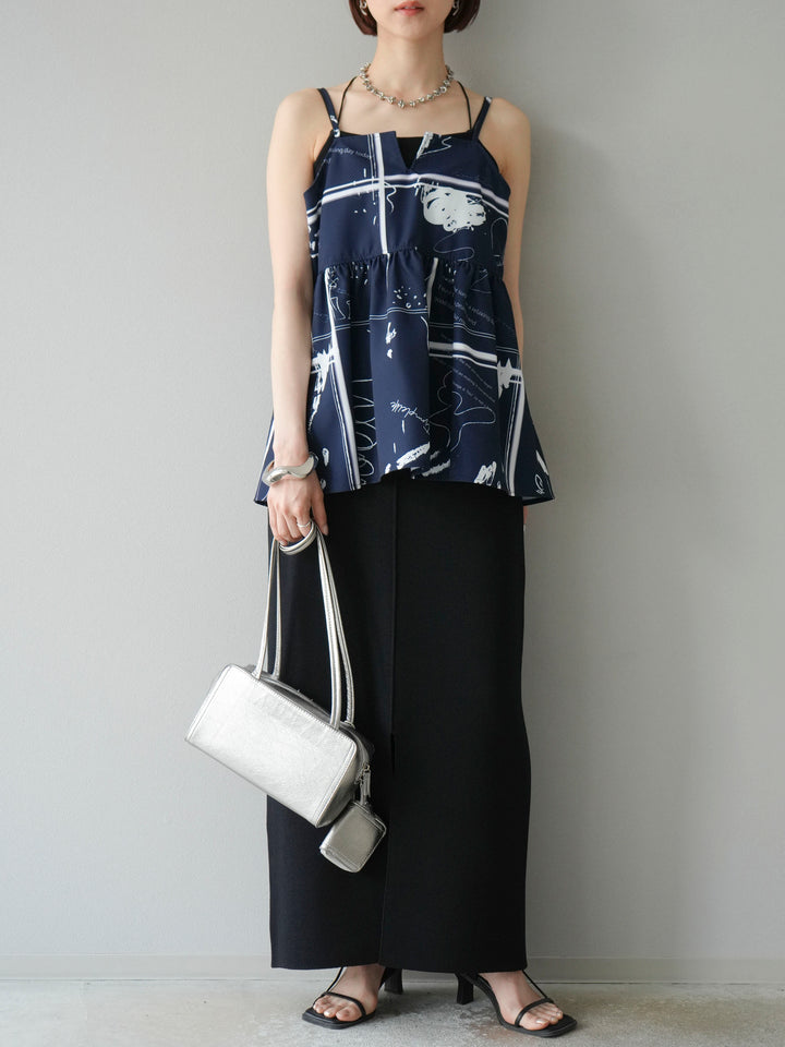 [予約]ペイント柄キャミソール/ネイビー