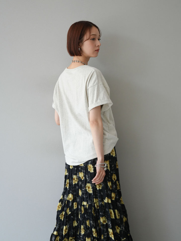 [SET]ネオンロゴコラージュフォトプリントオーバーTシャツ+フラワーワッシャーロングスカート(2set)