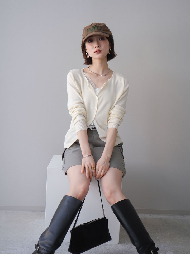 [予約]レースレイヤードニットカーディガン/ivory