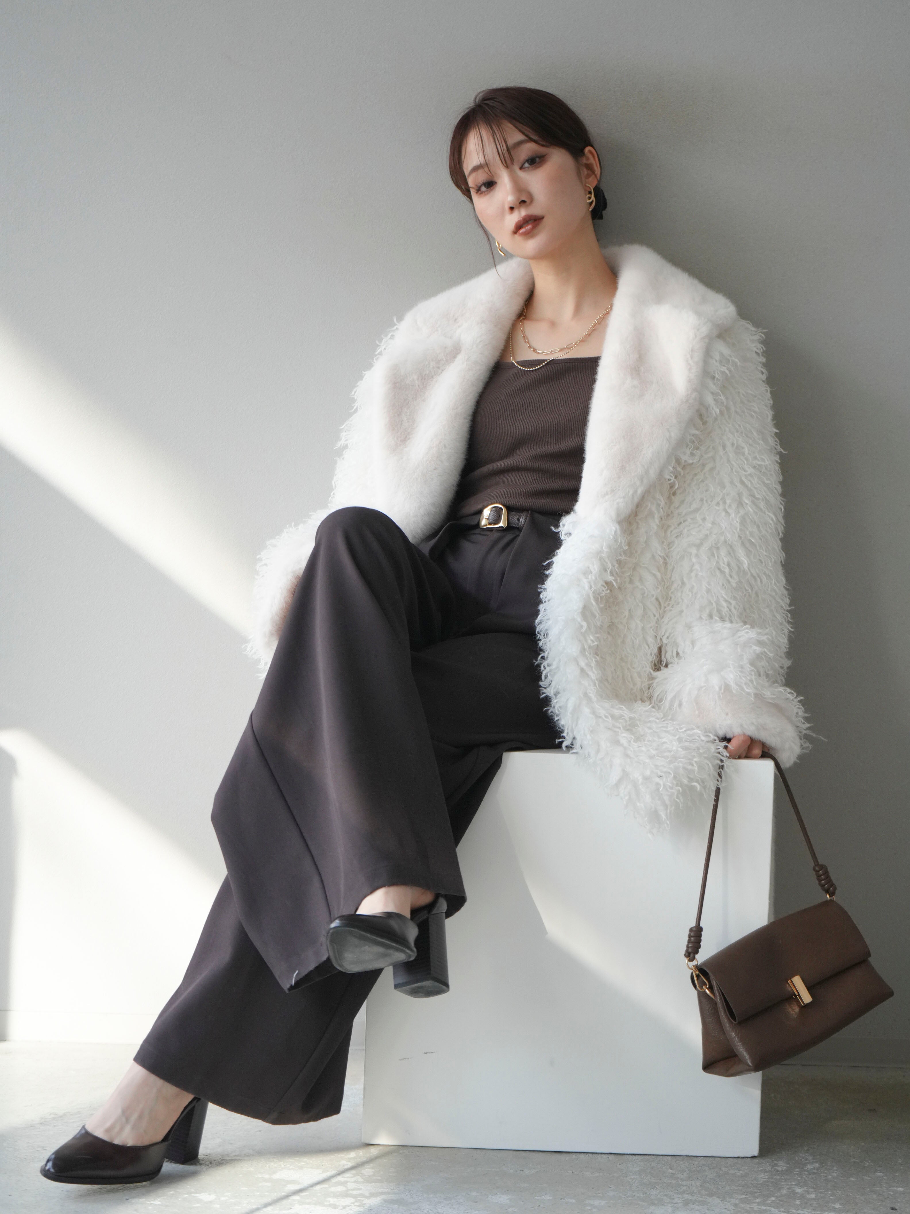 超美品　ムートンコート　スエードファーコート フェイクー ムートンコート レディース ロング丈 アウター ファー