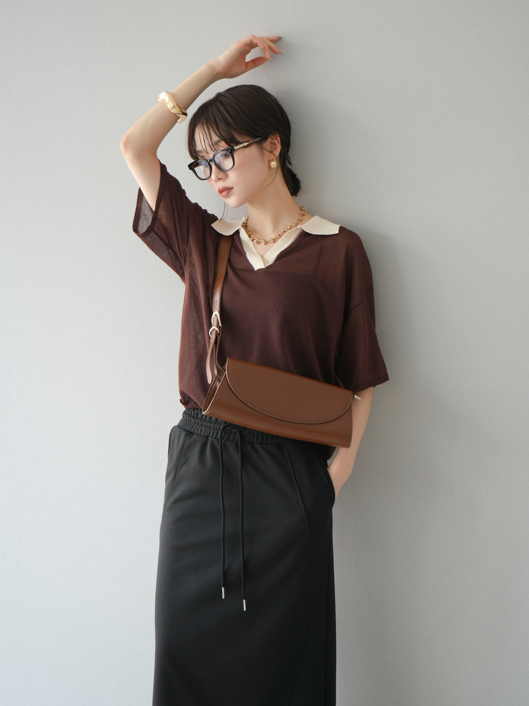 [予約]シアーポロニットプルオーバー/ブラウン