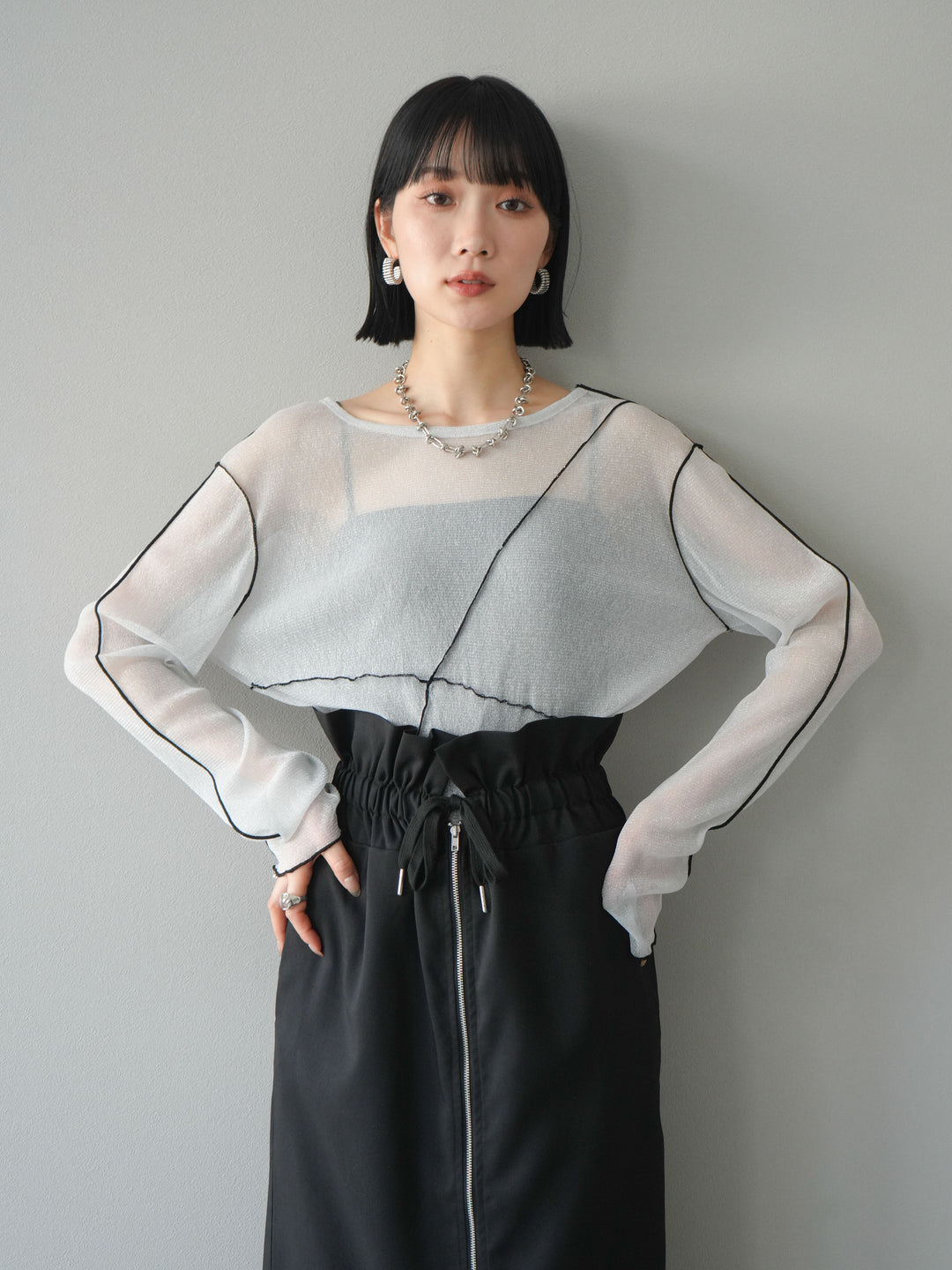 [SET]ラメシアーバイカラーメロープルオーバー+ラメシアーバイカラーメロープルオーバー(2set)