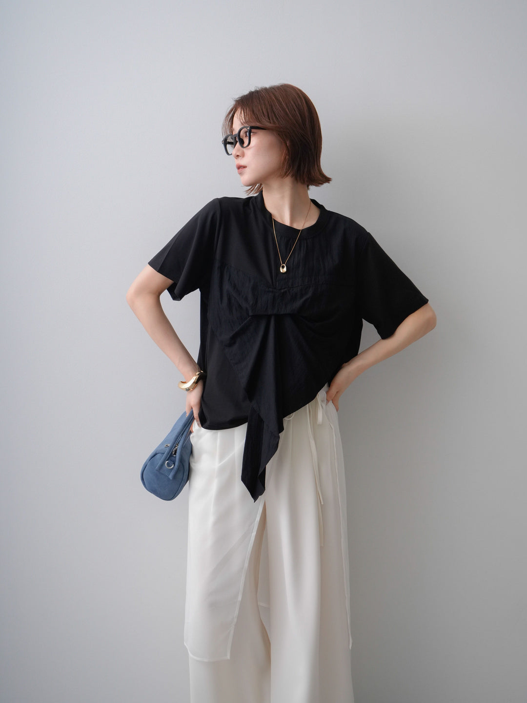 [予約]ラッフルドッキングTEE/black