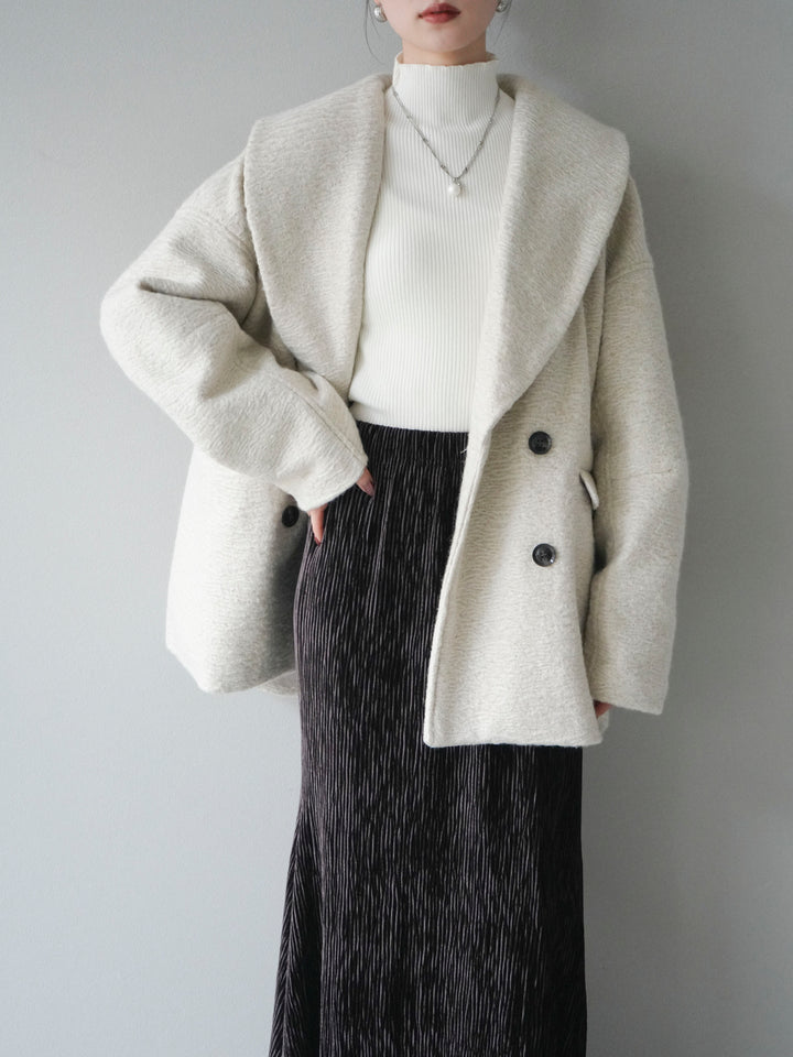 [予約]ロービング襟付きミドルコクーンコート/ivory