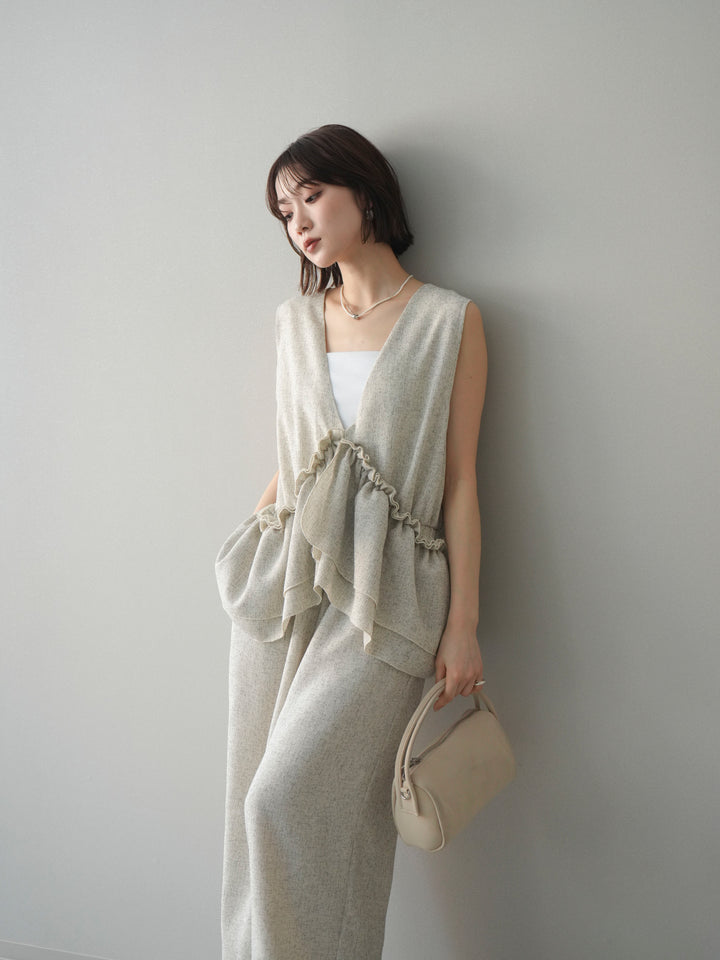 [SET]3WAYミックスツイードギャザーオールインワン+選べるアクセセット(2set)