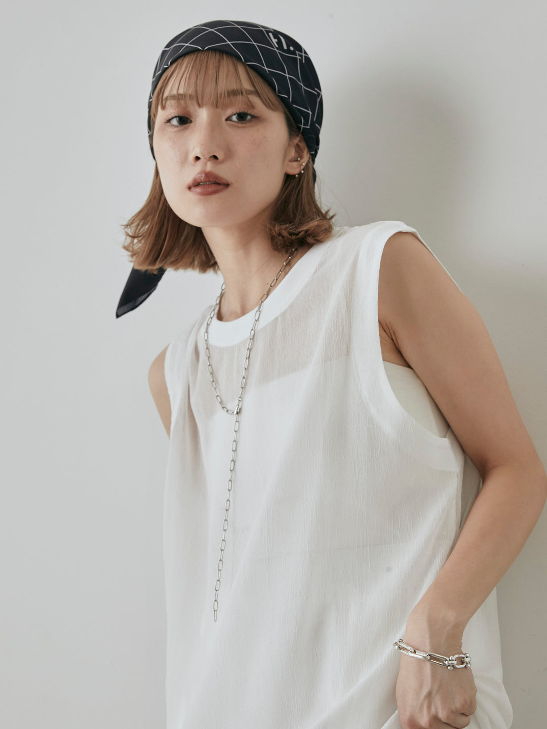 [予約]シアーワッシャーアシンメトリープルオーバー/ホワイト