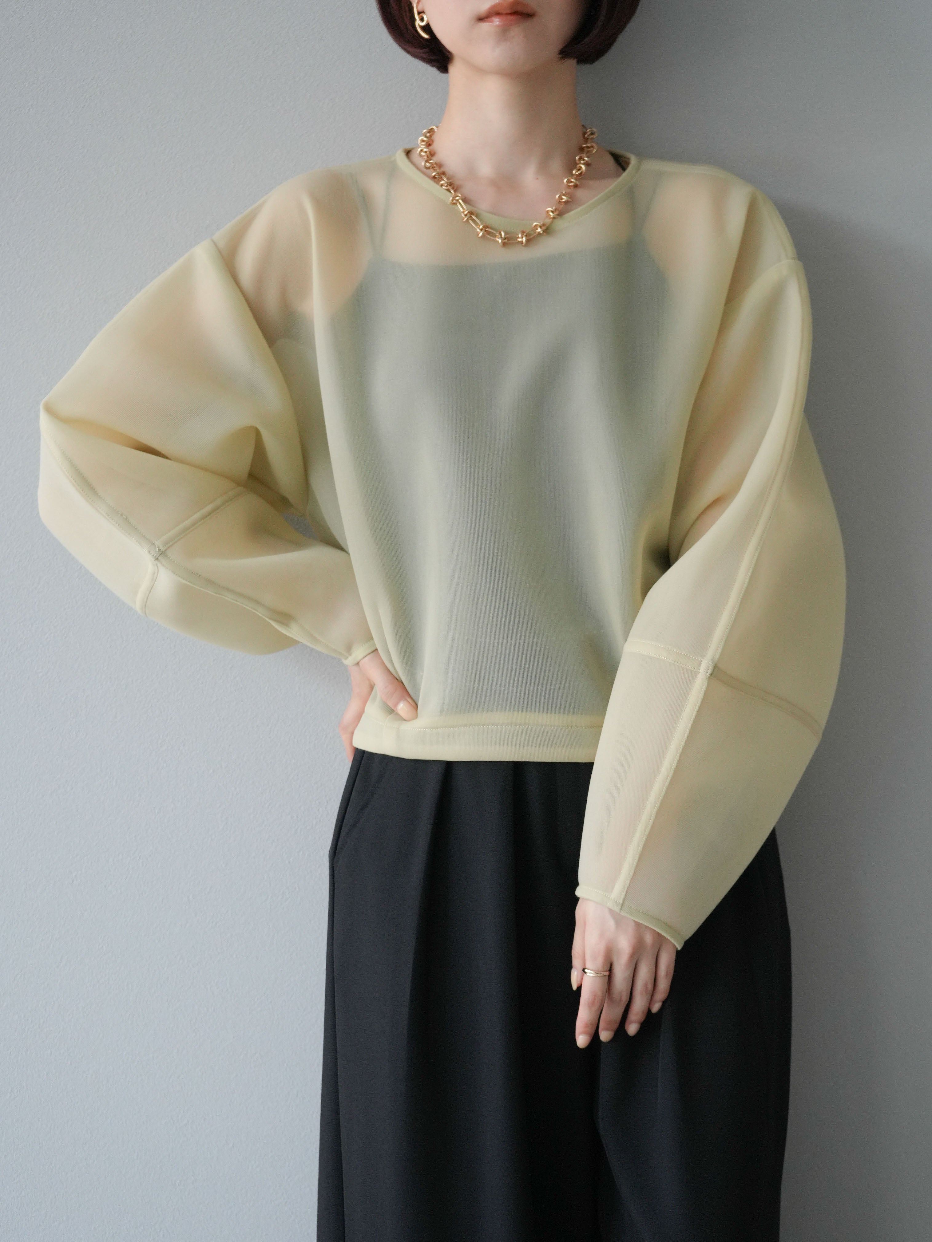 予約]シアーダンボールコクーンプルオーバー/イエロー – Lumier