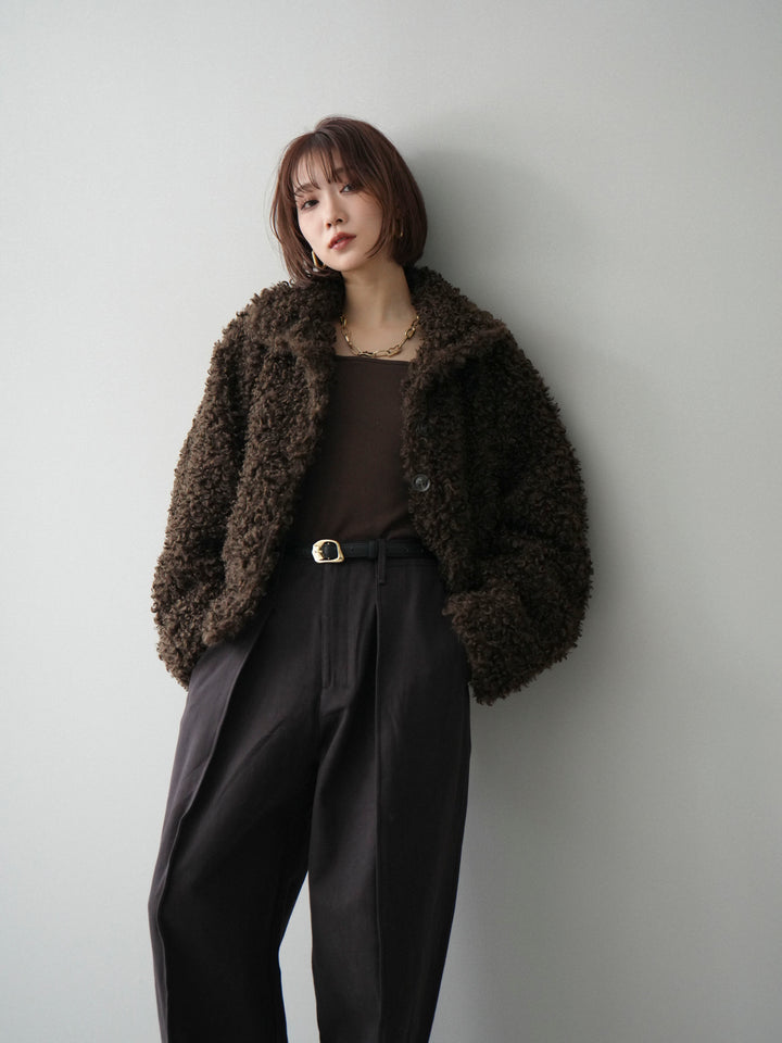 [SET]プードルファーミドルスタンドブルゾン+コットンツイルカーブパンツ(2set)