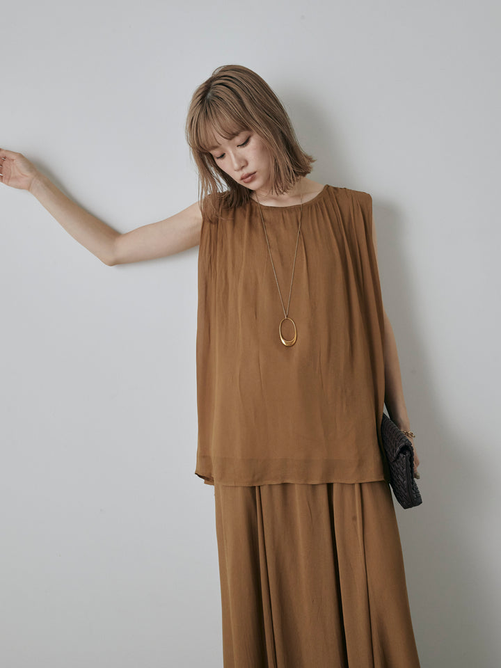 [予約]シアータックショルダーブラウス/ベージュ