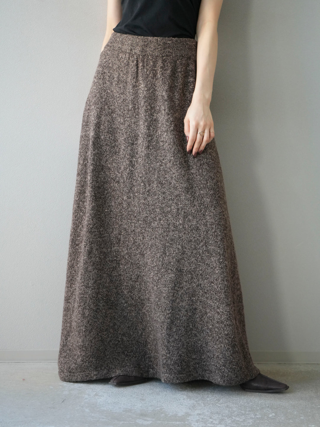 [予約]ミックスヤーンニットスカート/ブラウン
