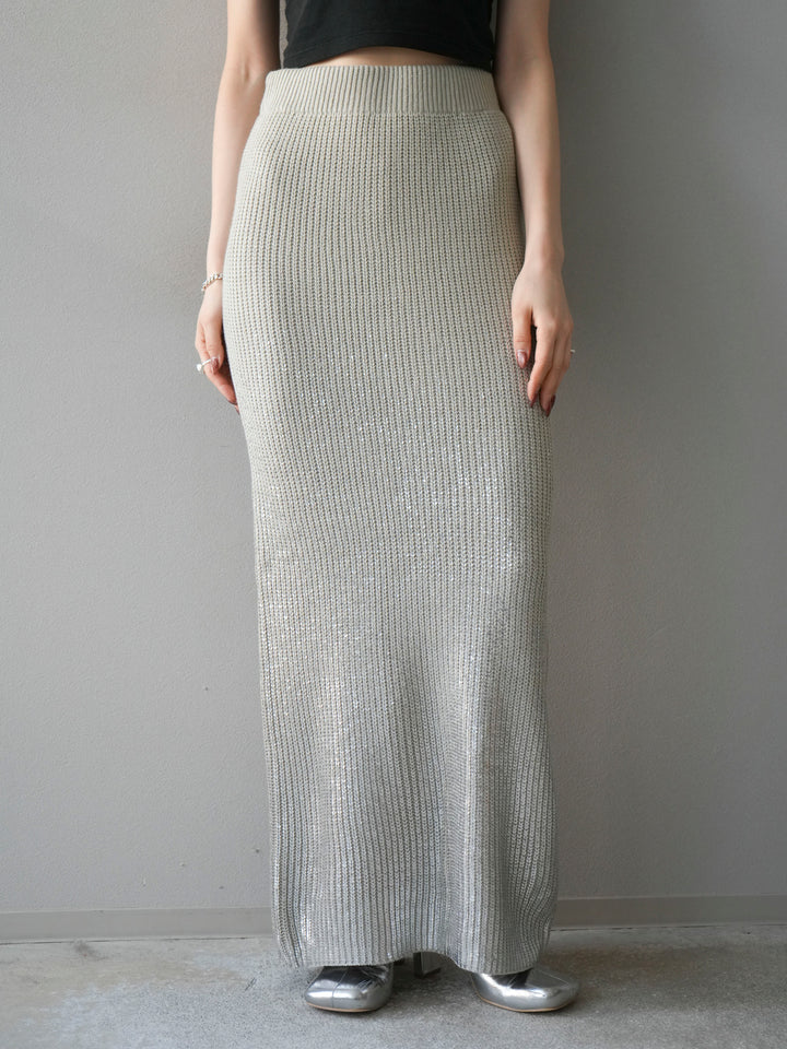 [予約]箔プリントニットタイトスカート/lightgray