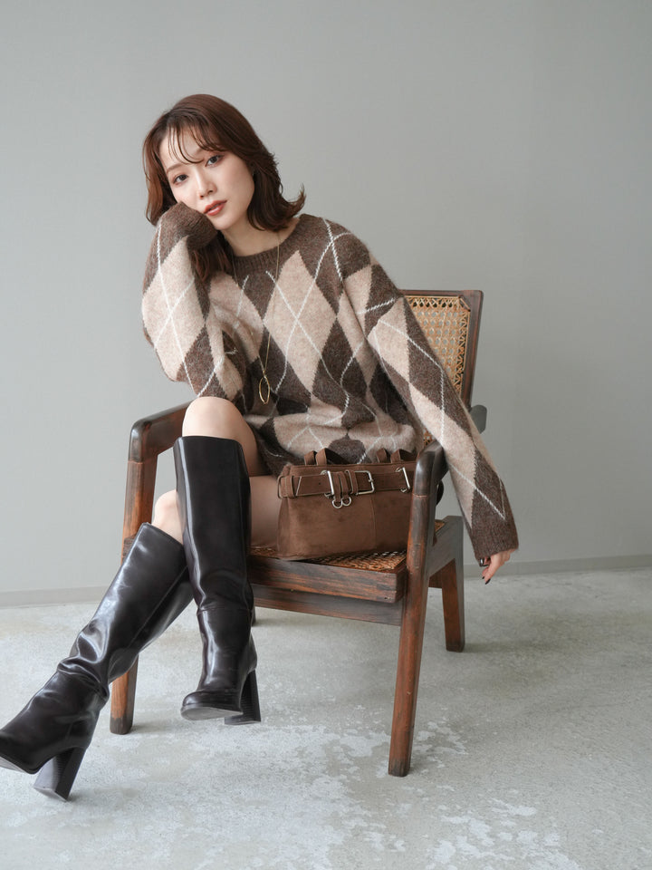 [SET]アーガイル柄ニットプルオーバー＆ミニスカート