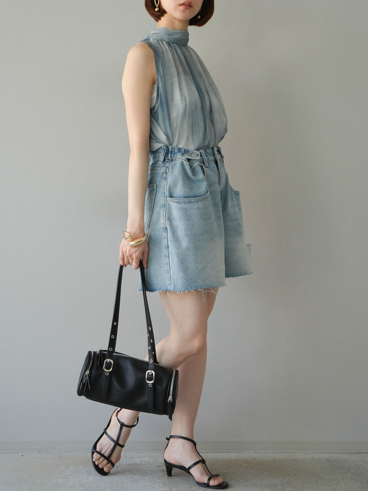 【預購】寬鬆半身牛仔褲/淺藍