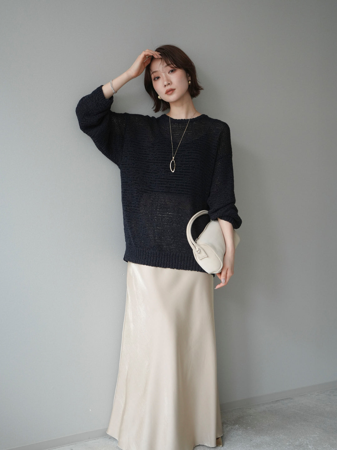 [予約]ローゲージルーズニット/black